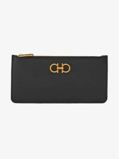 Gancini Calfskin Card Wallet Black - SALVATORE FERRAGAMO - BALAAN 2