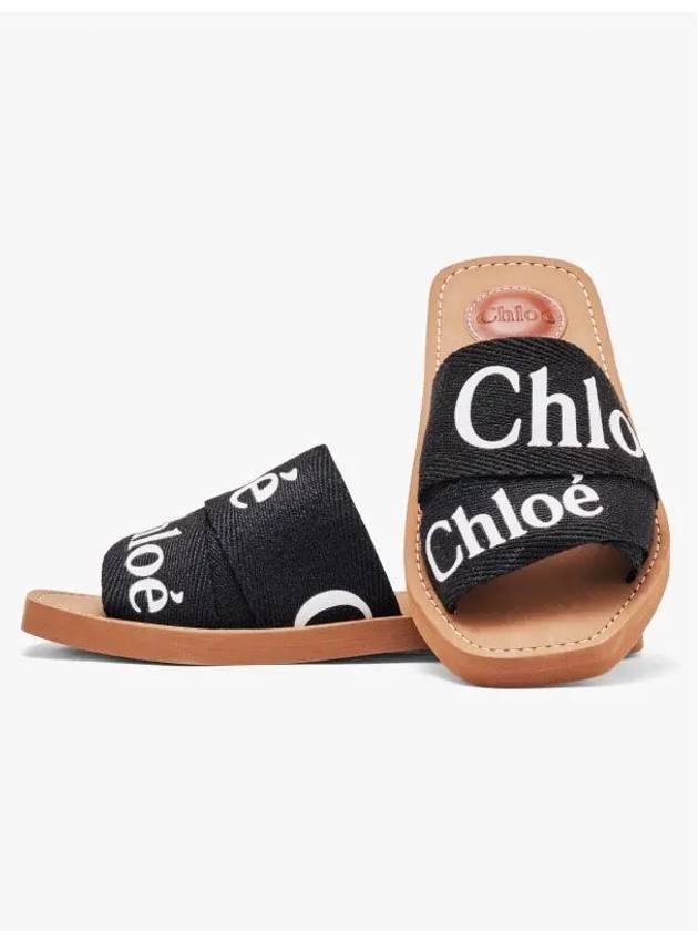 Woody Logo Flat Mule Slippers Black - CHLOE - BALAAN 4