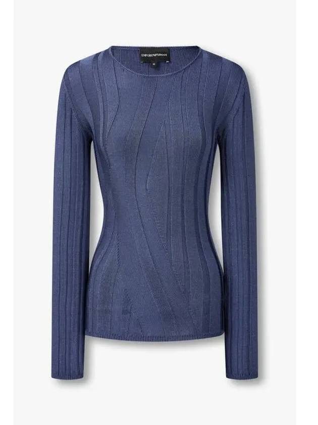 Women s Multi ribbed Easy Knit Dark Blue - EMPORIO ARMANI - BALAAN 1