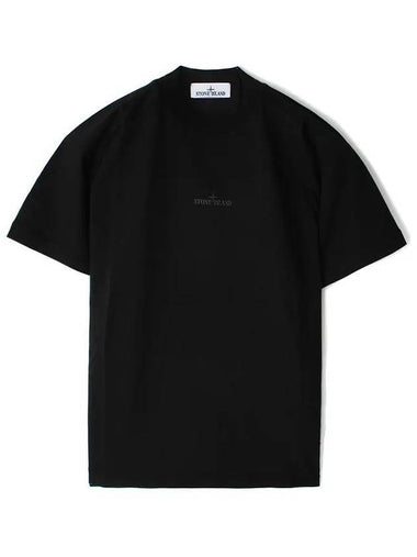 Logo Crew Neck Short Sleeve T-Shirt Black - STONE ISLAND - BALAAN 1