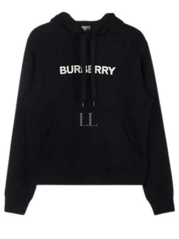 Logo Print Cotton Oversized Hoodie Black - BURBERRY - BALAAN 2