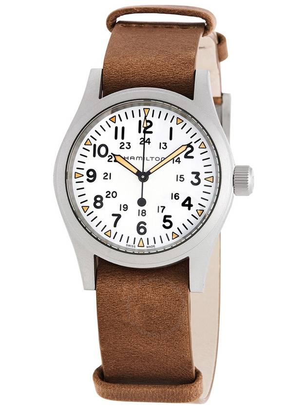 Khaki Field Mechanical Leather Watch White - HAMILTON - BALAAN 2