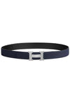 H Belt Buckle Reversible Leather Strap 32mm Grimoyenne Noir Blue Nuit - HERMES - BALAAN 3