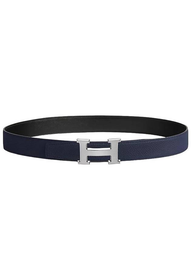 H Belt Buckle Reversible Leather Strap 32mm Grimoyenne Noir Blue Nuit - HERMES - BALAAN 3