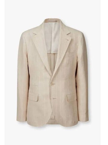 Men s Striped Pattern Single Jacket Light Beige - BRUNELLO CUCINELLI - BALAAN 1