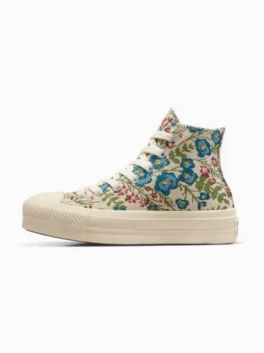 Chuck Taylor All Star Lift Floral Tapestry High Top Sneakers Egret - CONVERSE - BALAAN 1