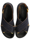 Fussbet Buckle Denim Sandals Navy - MARNI - BALAAN.