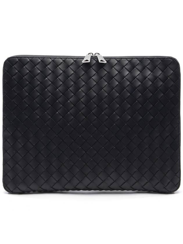 Intrecciato Document Case Clutch Bag Black - BOTTEGA VENETA - BALAAN 2