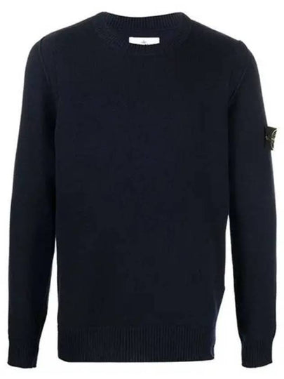 Wappen Patch Crew Neck Wool Knit Top Navy - STONE ISLAND - BALAAN 2