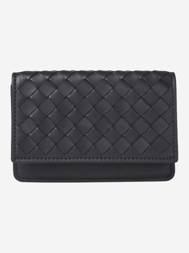 Intrecciato Flap Business Card Wallet Black - BOTTEGA VENETA - BALAAN 2