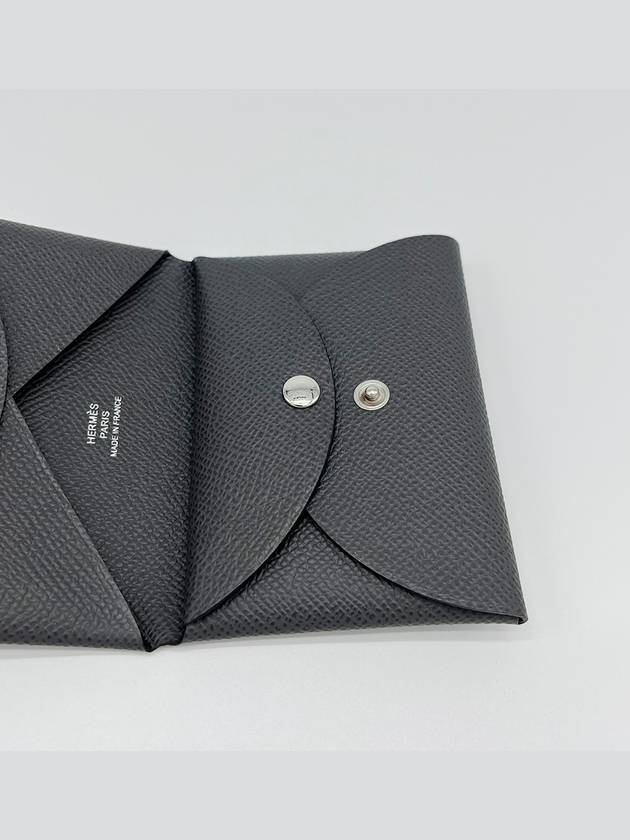 Calvi Duo Card Holder Absong Palladium Hardware Graphite - HERMES - BALAAN 6