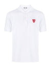 Red Double Heart Wappen Short Sleeve Polo Shirt White - COMME DES GARCONS - BALAAN 1