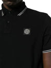 Stretch Cotton Pique Short Sleeve Polo Shirt Black - STONE ISLAND - BALAAN 4