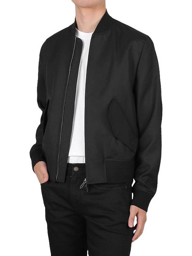 Zip-Up Wool Bomber Jacket Black - BURBERRY - BALAAN 4