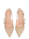 J'adior Cotton Embroidered Slingback Heels Beige - DIOR - BALAAN 5