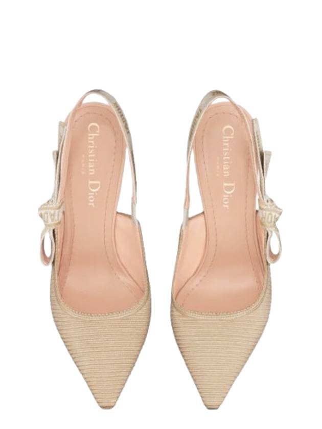 J'adior Cotton Embroidered Slingback Heels Beige - DIOR - BALAAN 5