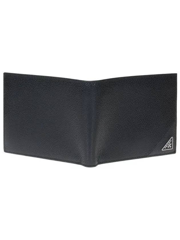 Triangle Logo Leather Half-Wallet Black - PRADA - BALAAN 4