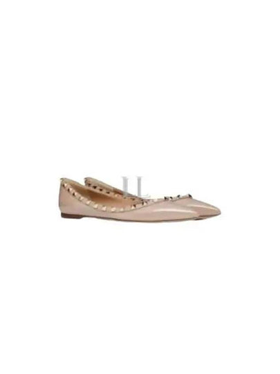 Women's Rockstud Patent Leather Ballerina Pink - VALENTINO - BALAAN 2