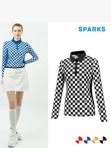 Logo Checkered Long Sleeve Collar T-Shirt SO1LTS101 - SPARKS - BALAAN 1