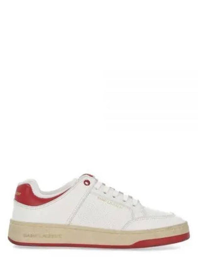 Logo Calf Leather Low Top Sneakers White - SAINT LAURENT - BALAAN 2