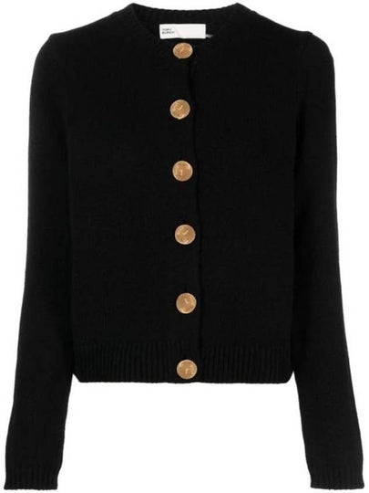 Logo Button Wool Cardigan Black - TORY BURCH - BALAAN 2