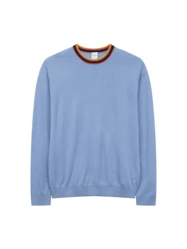 Striped crew neck wool knit light blue - PAUL SMITH - BALAAN 1