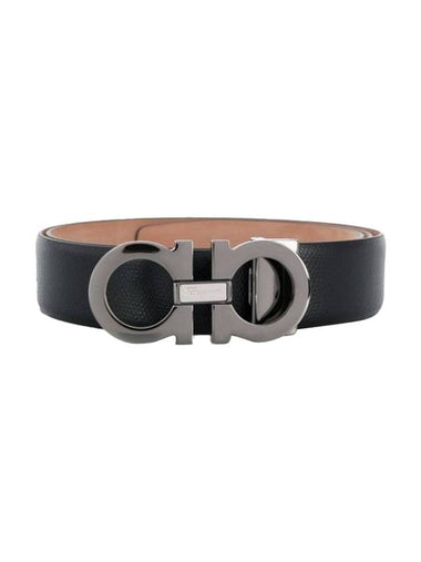 Reversible Gancini Leather Belt Black - SALVATORE FERRAGAMO - BALAAN 1