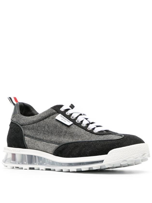 Flannel Clear Sole Low Top Sneakers Grey - THOM BROWNE - BALAAN 3