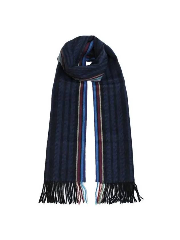 Striped Fringe Scarf Navy - PAUL SMITH - BALAAN 9