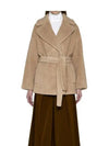 Ramino Belt Virgin Wool Fur Coat Beige - MAX MARA - BALAAN 5