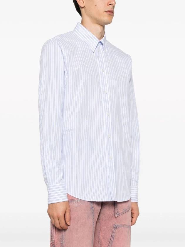 Striped Poplin Long Sleeve Shirt Blue - MSGM - BALAAN 3