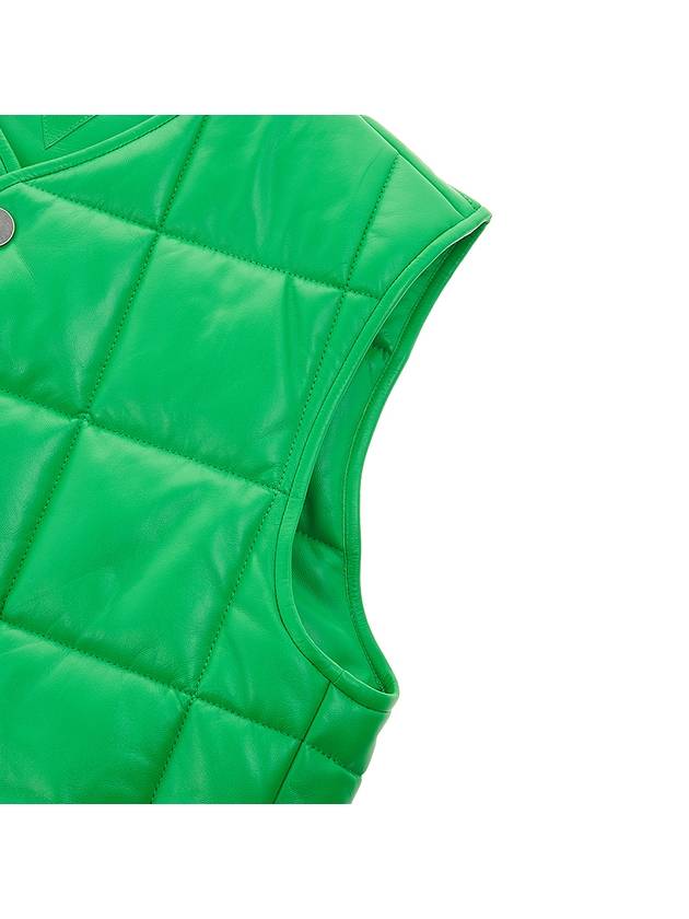 Women's Shiny Leather Padded Vest Green - BOTTEGA VENETA - BALAAN.