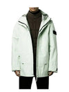 Men's Cocoon Logo Patch Parka Light Green - STONE ISLAND - BALAAN 4