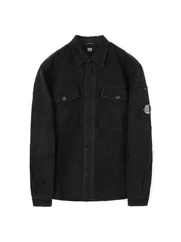 Lens Two Pocket Shirt Zip Up Jacket Black - CP COMPANY - BALAAN 1