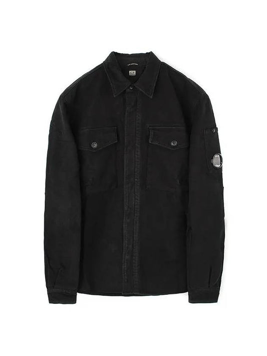 Lens Two Pocket Shirt Zip Up Jacket Black - CP COMPANY - BALAAN 2