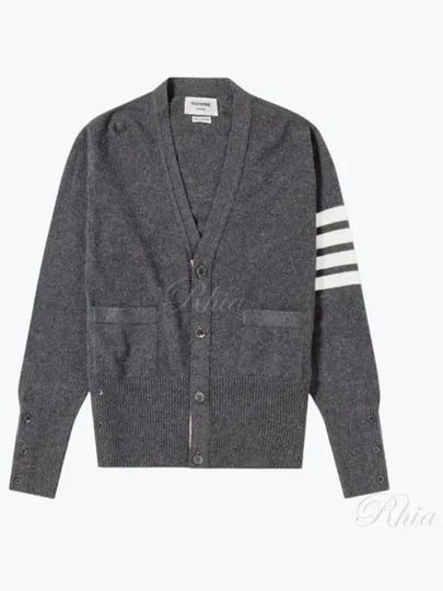 Men's Diagonal Classic Cashmere Cardigan Mid Grey - THOM BROWNE - BALAAN 2