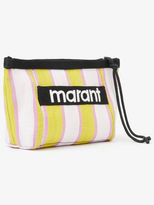 Embroidered Logo Pouch Bag Yellow Pink - ISABEL MARANT - BALAAN 3