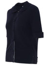 Button Up Merino Wool Short Sleeve Polo Knit Top Navy - THOM BROWNE - BALAAN 3