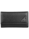 Saffiano Leather Key Holder Black - PRADA - BALAAN 2