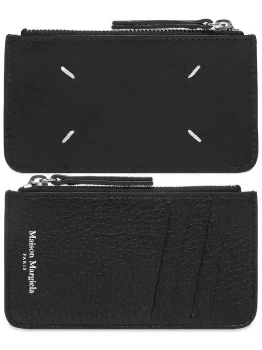 Stitched Zipper Leather Card Wallet Black - MAISON MARGIELA - BALAAN 2