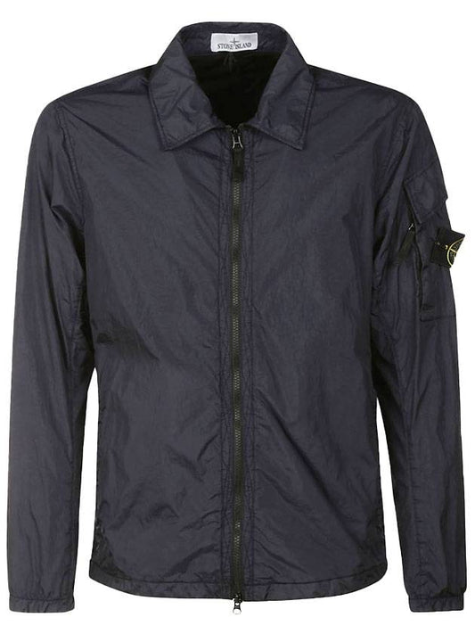 Crinkle Reps Nylon Garment Dyed Overshirt Zip Up Jacket Navy - STONE ISLAND - BALAAN 1