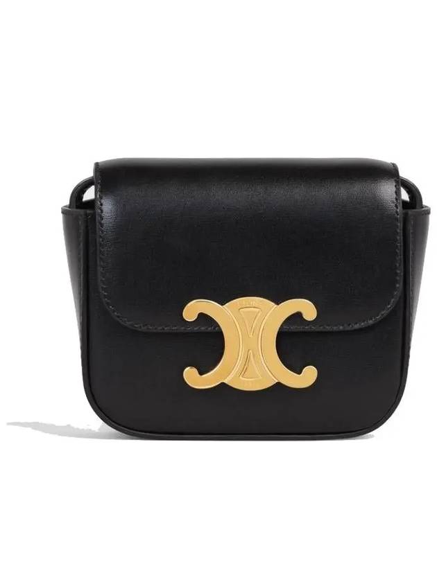 Triomphe Small Shiny Calfskin Cross Bag Black - CELINE - BALAAN 2