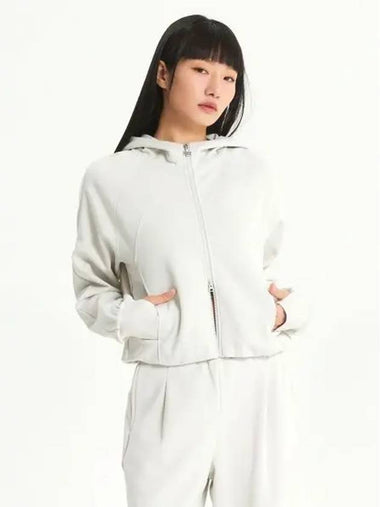 NBMDE4W112 WOMEN Modal Hooded Zip Up IVORY - NEW BALANCE - BALAAN 1