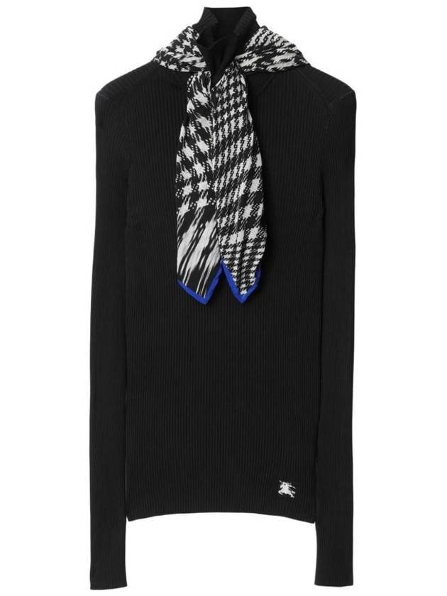 Scarf Detail Rib Knit Top Black - BURBERRY - BALAAN 1