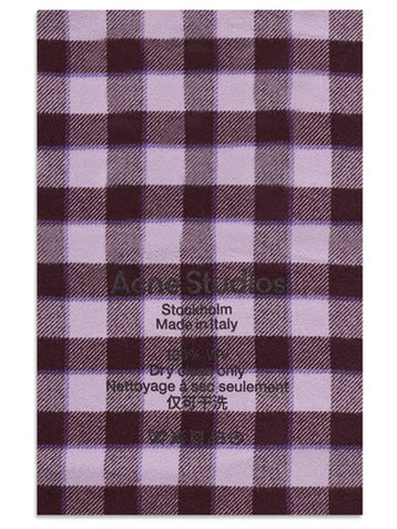 CA0155 CYU logo print wool check scarf purple lilac scarf TJ - ACNE STUDIOS - BALAAN 1