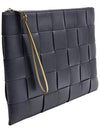 Bottega Veneta 649616 Deep Blue Intrecciato Cassette Large Flat Clutch - BOTTEGA VENETA - BALAAN 2