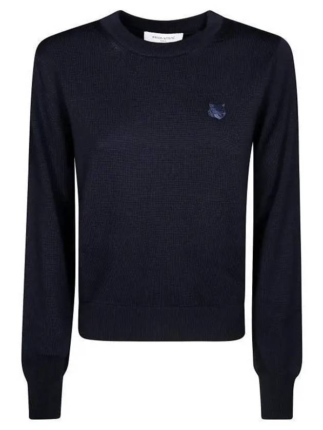 Bold Fox Head Wool Knit Top Ink Blue - MAISON KITSUNE - BALAAN 3