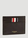 Stripe Label Debossed Leather Card Wallet Black - THOM BROWNE - BALAAN 4