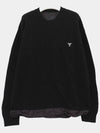 Embroidered Logo crew neck cashmere knit top black - PRADA - BALAAN 4