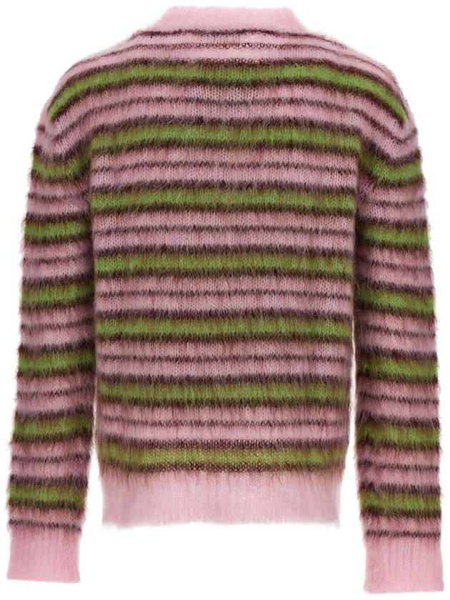 Women's Striped Mohair Crew Neck Knit Top Pink - MARNI - BALAAN 3